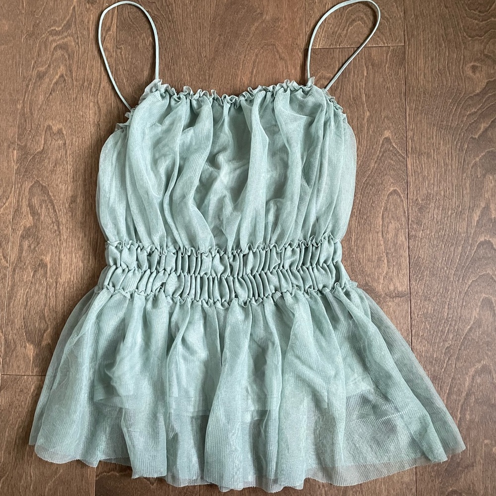 H&M Light Teal Tulle Tank Cami